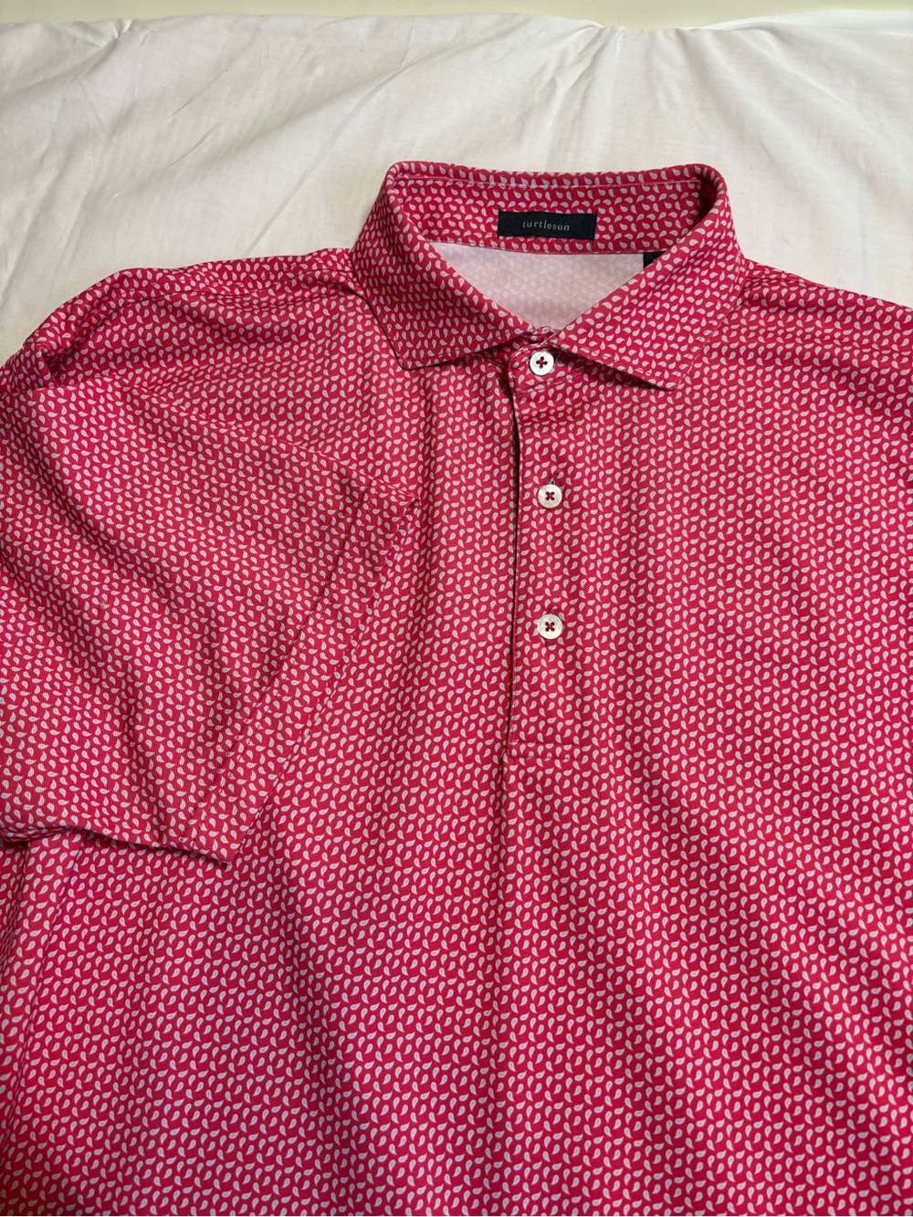 Cutter & Buck Men’s Pink Micro-Paisley Short Sleeve Polo